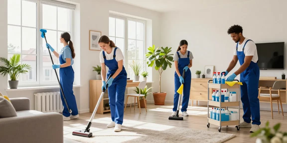 Professional cleaning team from reinigungsfirmen in bern transforming a modern apartment with careful attention.