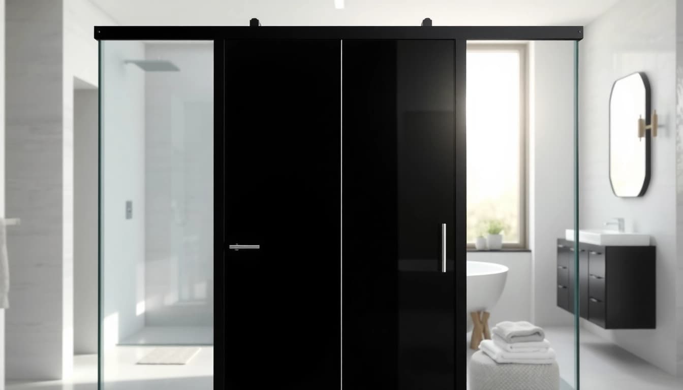 Transform your space with a stylish black shower door that complements modern bathroom design.