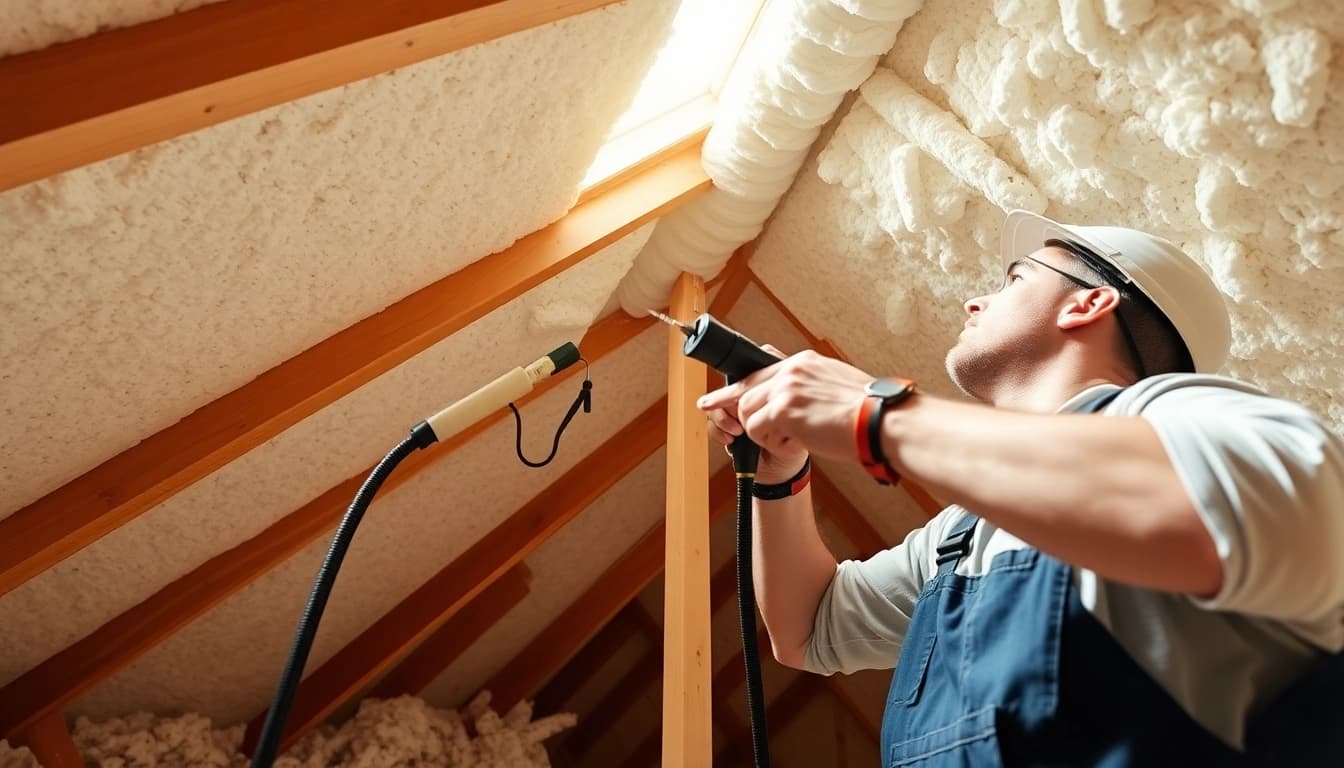 Expert spray foam removal UK in progress with contractor efficiently dismantling insulation.