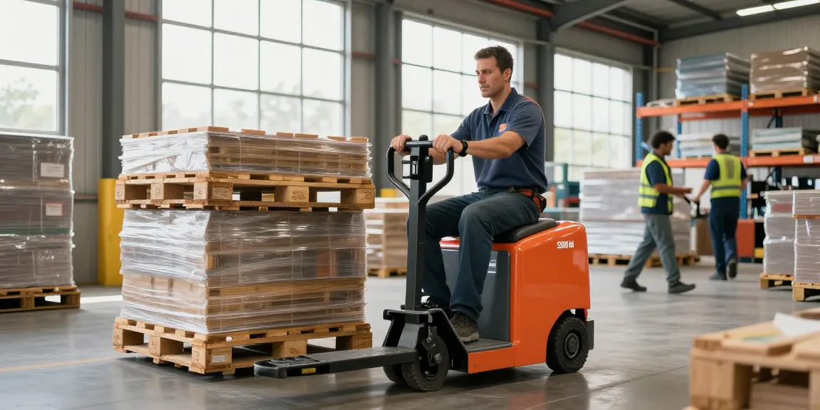 Best pallet truck in Dallas in action at an efficient warehouse, showcasing electric pallet truck handling materials.