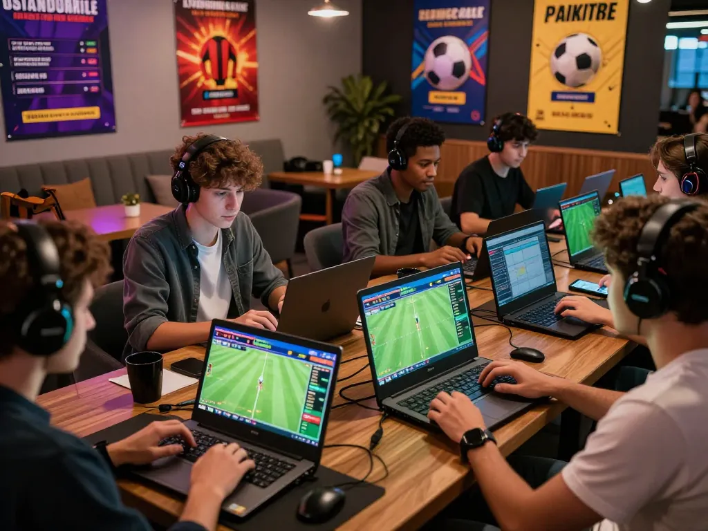 Thrilling online betting experience with OKFUN showcasing diverse users engaged in football wagers.