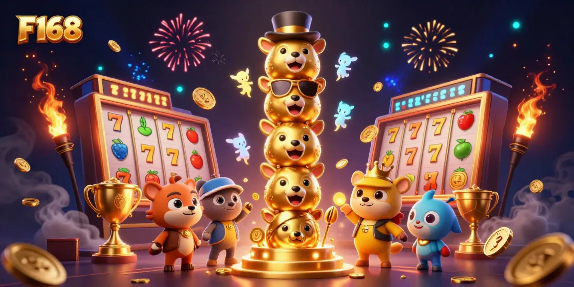 Experience thrilling wins with F168 at vibrant online slots featuring animated golden totem poles.