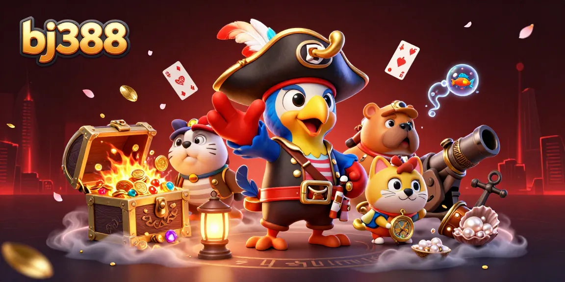 Engage in exciting cockfighting action at bj388 with vibrant characters and game elements in a rich gaming scene.