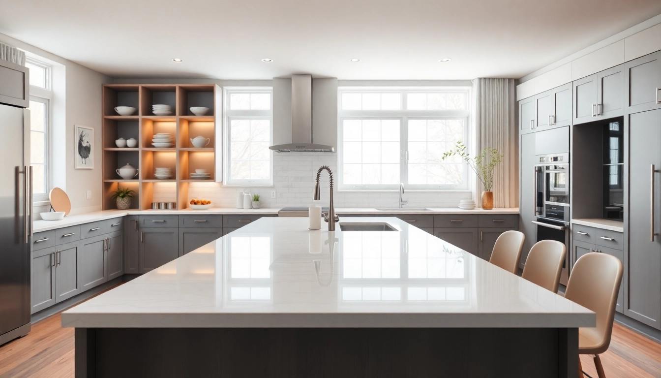 Stylish kitchen remodelling Manchester showcasing an elegant design with modern island.