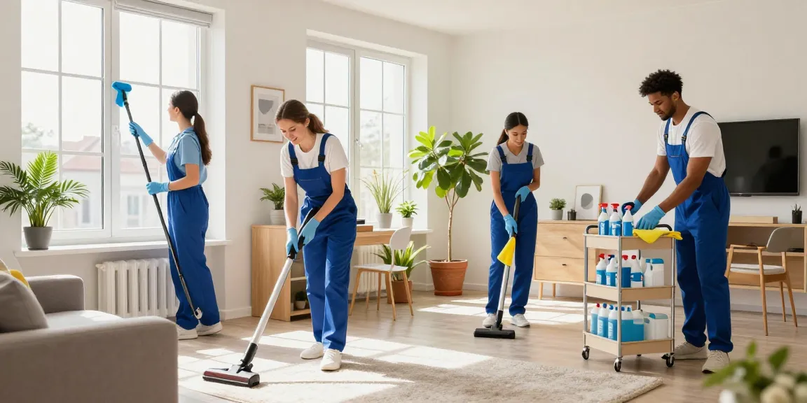 Professional cleaning team from reinigungsfirmen in bern transforming a modern apartment with careful attention.