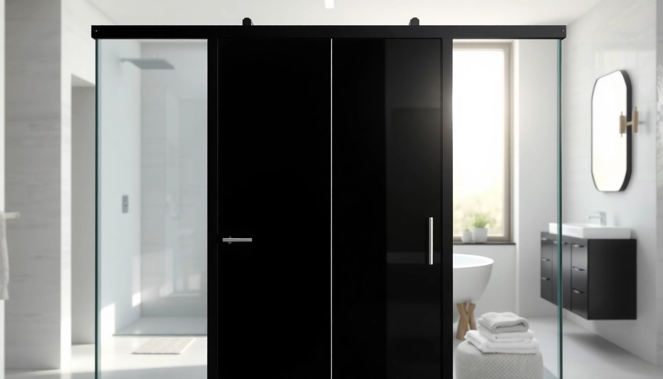 Transform your space with a stylish black shower door that complements modern bathroom design.
