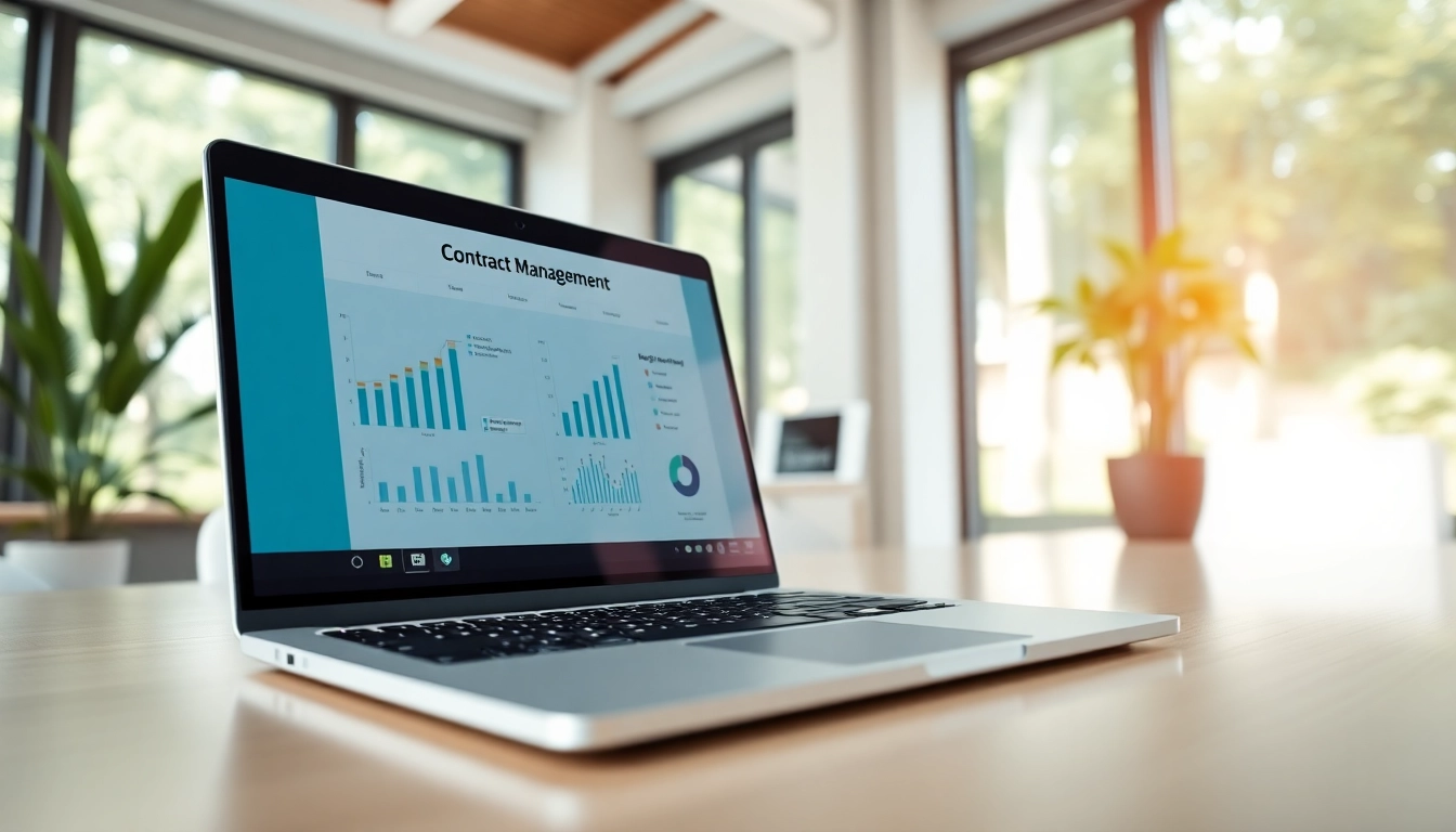 Streamlined contract management interface on laptop, showcasing efficient Contract Management.