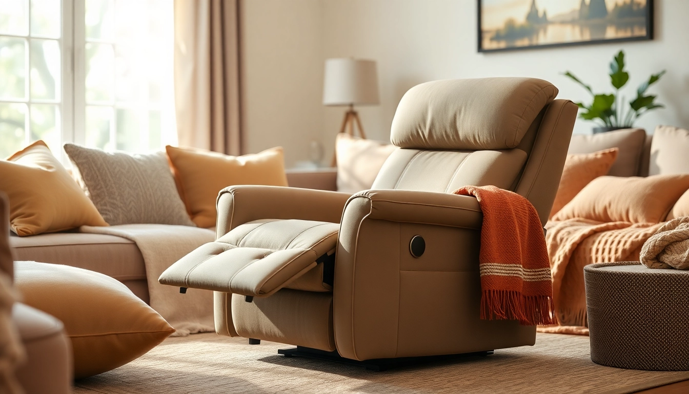 Experience comfort with the lay flat power lift recliner in an inviting living room setting.