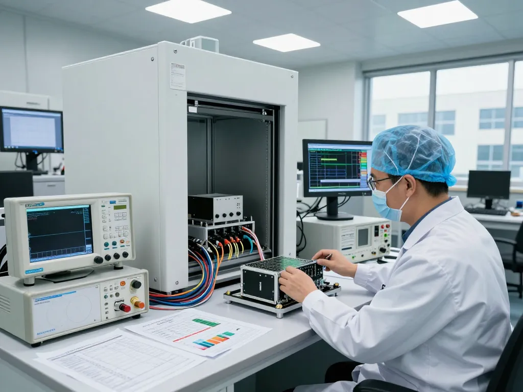 EMC testing engineer performing FCC certification testing in advanced lab