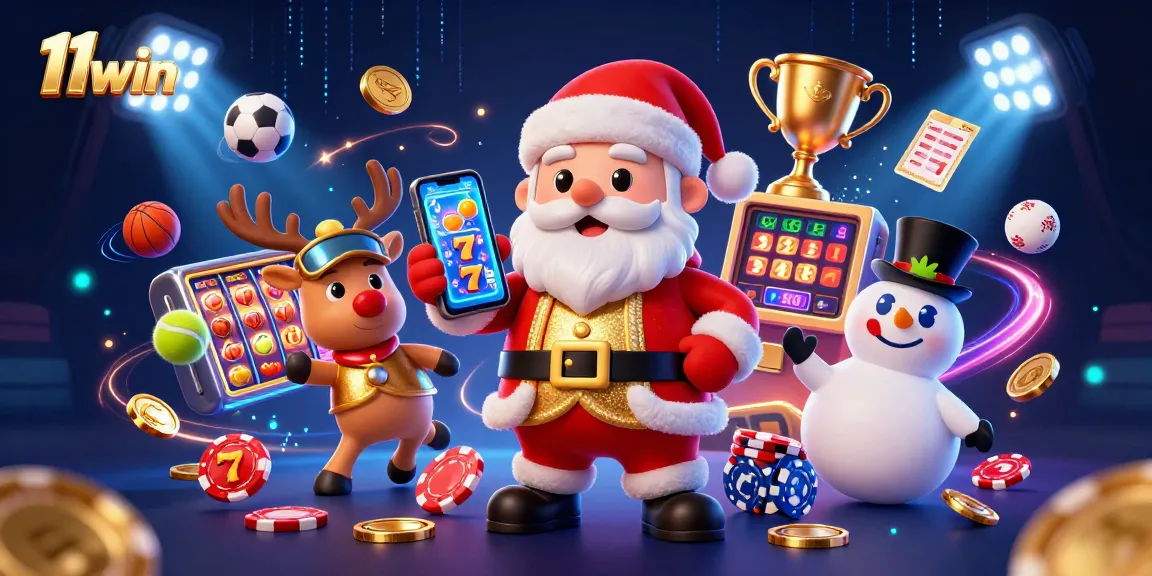 Engage in thrilling gameplay at 11win with Santa, a reindeer dealer, and a poker snowman.