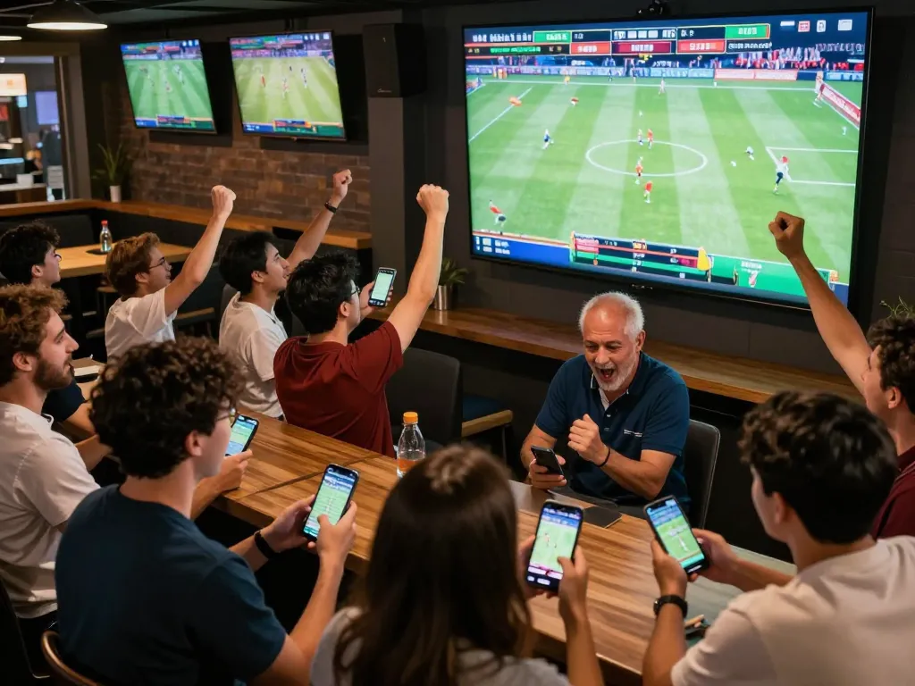 Fans engage in soi keo nha cai bets while watching live sports at a vibrant betting venue.