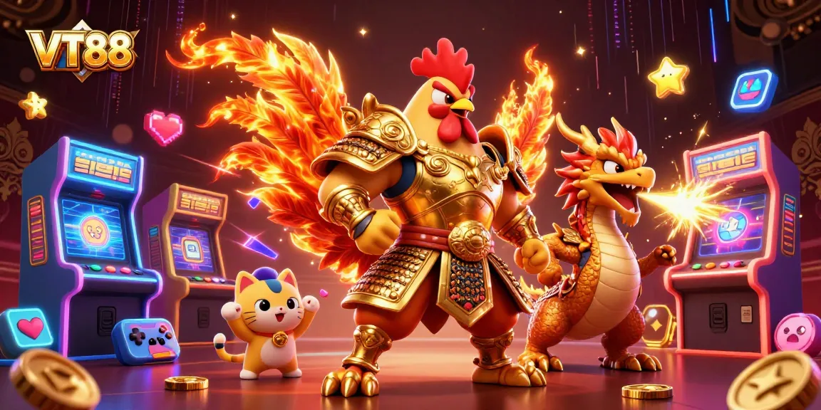 VT88 battles winnings with colorful 3D arcade games and dynamic casino elements.